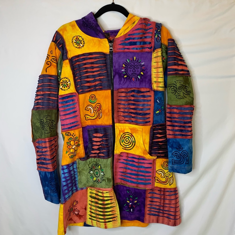 Multi Colored Hooded Jacket/Tunic XL